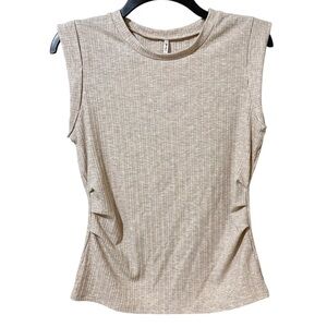 3rd & Malt oatmeal (light tan/cream) ribbed sleeveless muscle shirt size Medium
